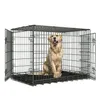 Dog Carrier Folding Cage Houses Kennels Accessories 2 Doors Wire Pet Crate Cat Suitcase 48Inch Drop Delivery Home Garden Supplies Dhipt