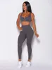 Women's Two Piece Pants Pmwrun Active Wear Set Cross Strap Wrap Shockproof Sports Top High Waist Leggings Fitness Yoga Suit