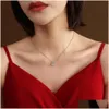 Pendant Necklaces Zircon Necklace Women Korean Ins Clavicle Chain Cold Wind Single-Drilled Claw Diamond Inlaid Titanium Steel 18K Gold Dhnzt