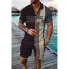 Tracki męskie Conopa Ropa nieformalna Calle para hombre polo manga corta empalmado a cuadros 3D Pantalones cortos vacaciones v