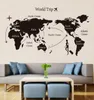 Black World Trip map Wall Stickers for Kids room Home Decor office Art Decals 3D Wallpaper Living room bedroom decoration3398576