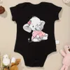 Rompers Cute Cartoon Elephant Baby Girl Clothing Fashionable Cotton Baby Onesie Bekväm mjuk billig nyfödda kläder snabb leveransl240514l240502