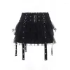 Spódnice Goth Black Lace Mini For Choice Women Vintage Bandage Lolita Summer Spódnica gotycka ubrania streetwea