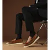 Casual Shoes Men's Loafers Breattable äkta läderföretag Män Mockasins Platform Non-Slip Vintage Male Sailing