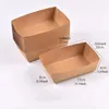 Wyjmij pojemniki 100PCS Kraft Paper Boat Packaging Otwarte pudełko pojemnik na pokarm do serwowania taca odporna na olej owoce sushi sushi