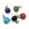 Charms Charms Hold Hold Natural Crystal Stones redondeo de tigre Ojo negro Onyx Rose Quartz Ball Ball Beads Pendants para joyas maki dhkod