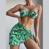 2024 Damessplit metalen U-vormige bikini bikini driedelige bedrukte badmode H515-31
