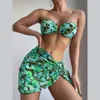 2024 Women's Split Metal U-shaped Bikini BIKINI Three Piece Printed Swimwear H515-31