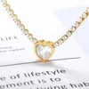 Tennis Mens and womens hip-hop necklace 10mm zircon heart-shaped pendant tennis necklace hip-hop jewelry fashionable gift necklace d240514