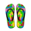 Anpassade kvinnor tofflor tofflor lägenheter hus 3d tetris tryck sommar mode strand sandaler för kvinnliga damer flip flops gummi flipflops v1ah# 885 flops 6511 s