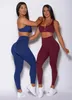 Women's Two Piece Pants Pmwrun Active Wear Set Cross Strap Wrap Shockproof Sports Top High Waist Leggings Fitness Yoga Suit