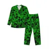 Vêtements à la maison Green Camouflage Pajama Setting Spring Résumé Design Impression Romantique Night Sleepwear Men 2 Pieces Astomment Oversize Suit