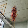 Candeliers Chihuly Style Hand Glass Glass Glassier Multicolor High Hanging Longing Lightings Accesorios para escaleras de escaleras