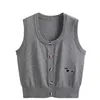 女性セーターベストニットシャツスリーブデザイナーセーターブラウスシャツ刺繍レディーストップススリムティーS-L