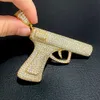 Hip Hop Takı Erkek Silah Şekli Tasarımı Izlı Out Moissanite Geçiş Pırlanta Test Cihazı Saf Sier Altın Kaplama Kolye Kolye
