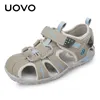 Sandalet Uovo Çocuk Ayakkabı Çocukları Küçük Kızlar ve Erkekler İçin Uygun Sandalet Yaz Plaj Ayakkabıları Eur #24-38 D240515