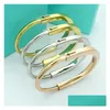 Bangle Luxury Gold Horseshoe Designer Women Stainless Steel Fashion Rose Couple Bracelet Jewelry Gifts For Accessory Wholesale Drop D Dhoyi