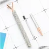 Bollpoint Pennor grossist Crystal Glass Pen Stor Gem Ball med stora Diamond Fashion School Office levererar 13 färger släpp leverans bu dhki8