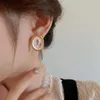 Stud Earrings Trendy Drip Oil Copper French Style Ear Jewelry Temperament Korean Women Dangle Drop Flower