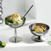 Bowls 2024 Stainless Steel Goblet Cup Ice Cream Dessert Salad Bowl Fruit Plate Snack Dish KTV Bar Supplies