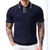 Men's 2024 Été Nouvelle couleur de couleur solide Poio Business Casual Polo Neck Couft Sleeve Trickitwear M515 42