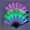 Party Decoration 13Inch Luminous Folding Rave Fan Led Play Colorf Hand Held Abanico Fans For Dance Neon Dj Night Club Drop Delivery Dhahz