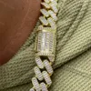 New Arrival Iced Out 15mm 925 Silver Moissanite Cuban Link Chain Heavy Gold Baguette with Gra