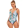 2024 New Printed Sports One Piece Women's Sexy Hollow Open Back Swimsuit H515