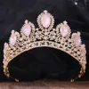 Luxury Princess Crown Women 8 Colors Opal Crystal Bridal Wedding Tiaras Crown pannband Hårtillbehör