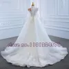 O-Neck Lace Up Back Long Sleeve Pearls Appliques 2 Pieces Mermaid Wedding Dress With Detachable Train Vestido de Noiva Sereia