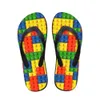 Lägenheter anpassade kvinnor hus tofflor tofflor 3d tetris tryck sommar mode strandsandaler för kvinnliga damer flip flops gummi flipflops n3pd# f8f0 flops