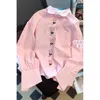 Polos féminins 2024 Blouses roses bouton chemises à la broderie élégante à manches longues florales coton coton décontracté print