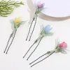 Vintage Wood Tulip Flower Tassel Hairpin For Women Girl Antique Hair Stick Hair Clip Costume Chinese Hanfu Hair Accessories