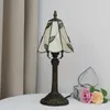 Table Lamps 1pc Green Leaf Stained Glass Table Lamp - Small Night Light for Bedroom or Childrens Room - Creative Home Decoration - Warm and Romantic Gift Lamp