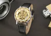 Winner Three Needle Hand Set Rhinestone Roman Scale Back Through Hollow Mechanical Watch D297