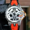 V10 New 45mm Spider RDDBEX0947 Automatic Mens Watch White Skeleton Dial PVD Black Steel Case White Leather Rubber Strap Watches Hello_Watch E111a