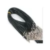 Kordtrådsladdtråd 100pcslot svart gummihalsband med hummerklasspar för DIY Craft Fashion Jewelry 18inch W47015558 Drop Leverans Dh42T