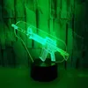 Table Lamps 1pc 7 colors AK Machine Gun Submachine Gun Style 3D Night Light - Touch Table Lamp with USB Jack - Creative Gift for Atmosphere Lighting