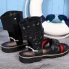 Style Sandals Korean Mens Summer Spliced Fashion Non-Slip Vintage Zippers Concise Outdoor Male Casual Size 37-46 a422