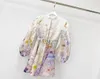 2022 European Dress Fashion Ink Flower Gedrukt linnen minialmirt6955202