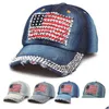Party Hats American Flag Retro Cowboy Hat Fashion Designer Diamond Patted Peaked Cap justerbar utomhusresor Sun Drop Delivery Ho Dhsoy