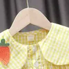 Clothing Sets Summer Clothes Sets Girls Cute Fruit Cotton Girls Plaid Sweet Princess 2pcs Suit Childrens Clothing Baby Clothes Girls 0-24M