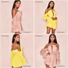 Grundläggande avslappnade klänningar 2023 Kvinnor Summer Autumn Sexy Party Thin and Light Beach Vestidos Volantes Sling Backless Bandadge Dress Off S DHZRW