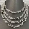 High Quality Sterling Silver Cuban Necklace 15mm 3 Rows Hip Hop Miami Link Chain Vvs Moissanite Diamond
