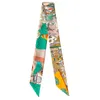 Designer Silk Scarf For Women Summer Scarves Animal City Scarf Small Long Binding Handle Mulberry Silk Dekorativ väska Ribbon Pannband