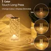 テーブルランプ3/16カラーLEDクリスタルテーブルランプ充電式タッチロマンチックなナイトランプベッドルームベッドサイドランプリビングルームバーの装飾