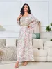 Abbigliamento etnico Eid Women Abet Party Abaya for Women Prom Dubai ricamo floreale Ramadan Wedding Dresses Long Robe Festa Vestidos Mujer 2024 T240515