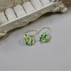 Stud Earrings Hand-made Green Crystal Hoop 925 Silver Women Piercing Jewelry Romantic Japanese Korean Fine Trendy Gift Drop