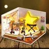 Architectuur/doe -het -zelf huis 3D houten miniaturas poppenhuis puzzel assemblage bouwmodel speelgoed met led miniature meubels kit gebouw kinderen volwassen cadeau