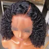 360 Spitze Frontalperücke natürliche schwarze Farbe Kinky Curly Short Bob Simulaiton menschliches Haar Perücken für Frauen synthetische Großhandel Haarsets